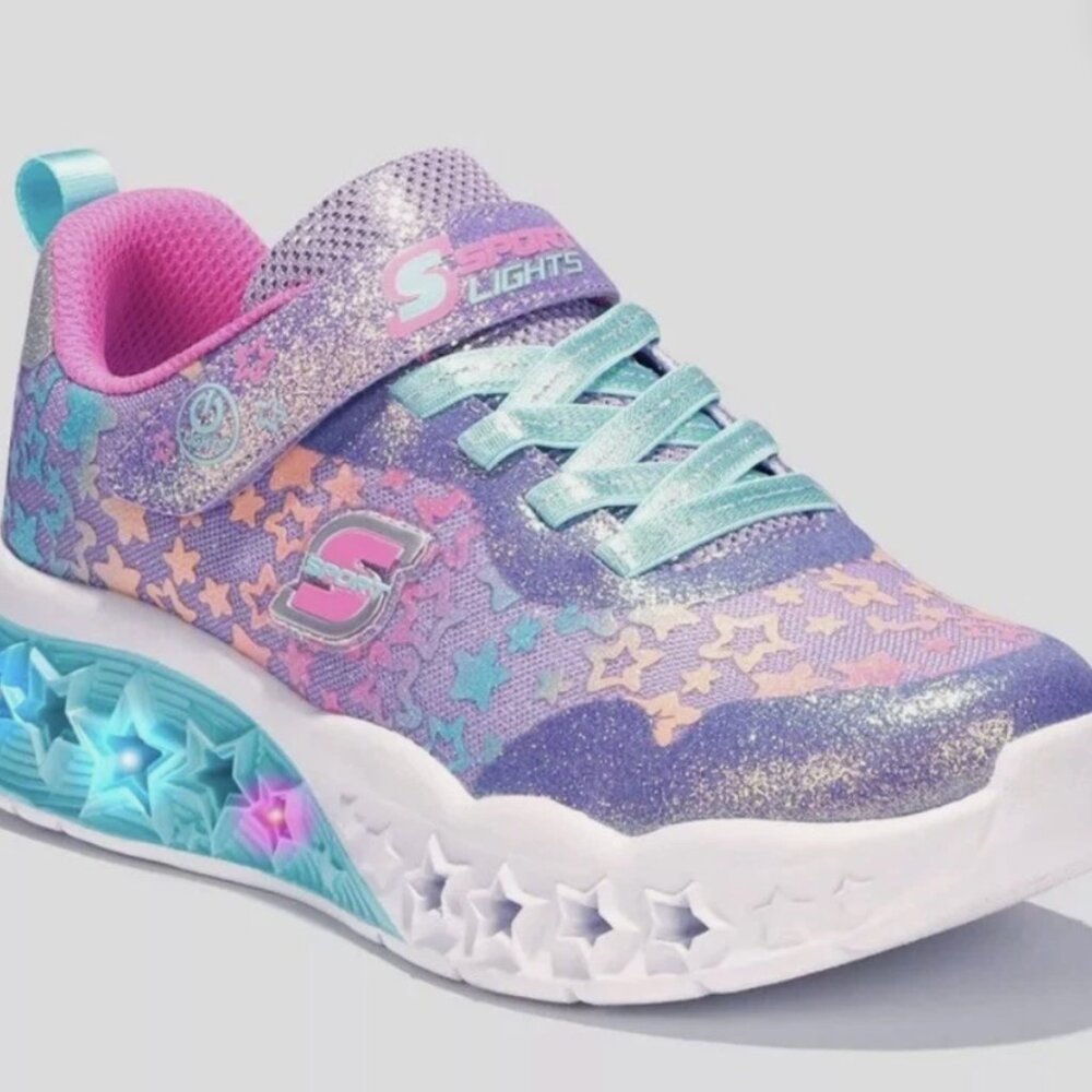 S Sport By Skechers Girls' Size 1 Kortney Star Print Sneakers - Lavender/Teal